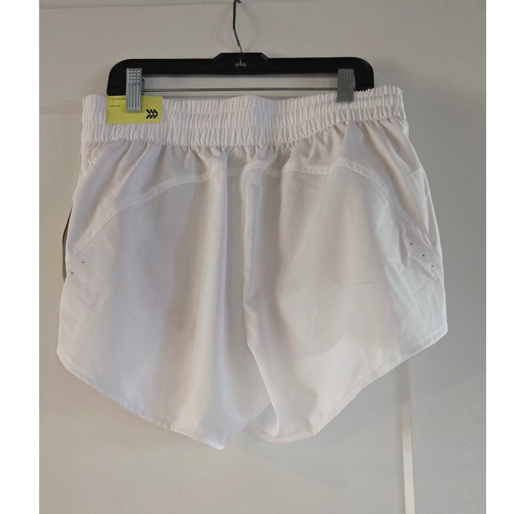 All in Motion Shorts Womens Medium White Run Mid Rise Smocked Waist 3" Inseam - Picture 3 of 11